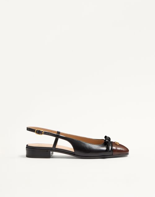 Valentino Garavani - Valet Du Roi Kid Slingback Ballerina 25mmm - Black/coffe - Woman - Ballerinas